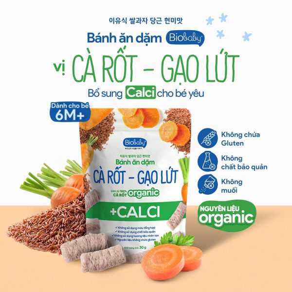 BÁNH TÚI BIOBABY CÀ RỐT GẠO LỨT BÁNH ĂN DẶM BIOBABY VỊ CÀ RỐT GẠO LỨT
