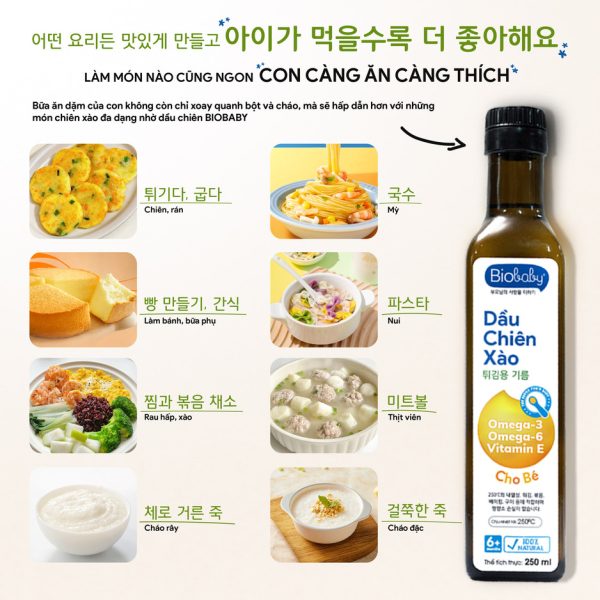 Các món ăn chế biến cùng dầu chiên xào Biobaby Các món ăn chế biến cùng dầu chiên xào Biobaby