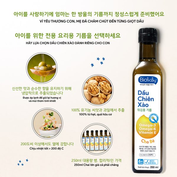 Điểm nổi bật dầu chiên xào Biobaby Điểm nổi bật dầu chiên xào Biobaby